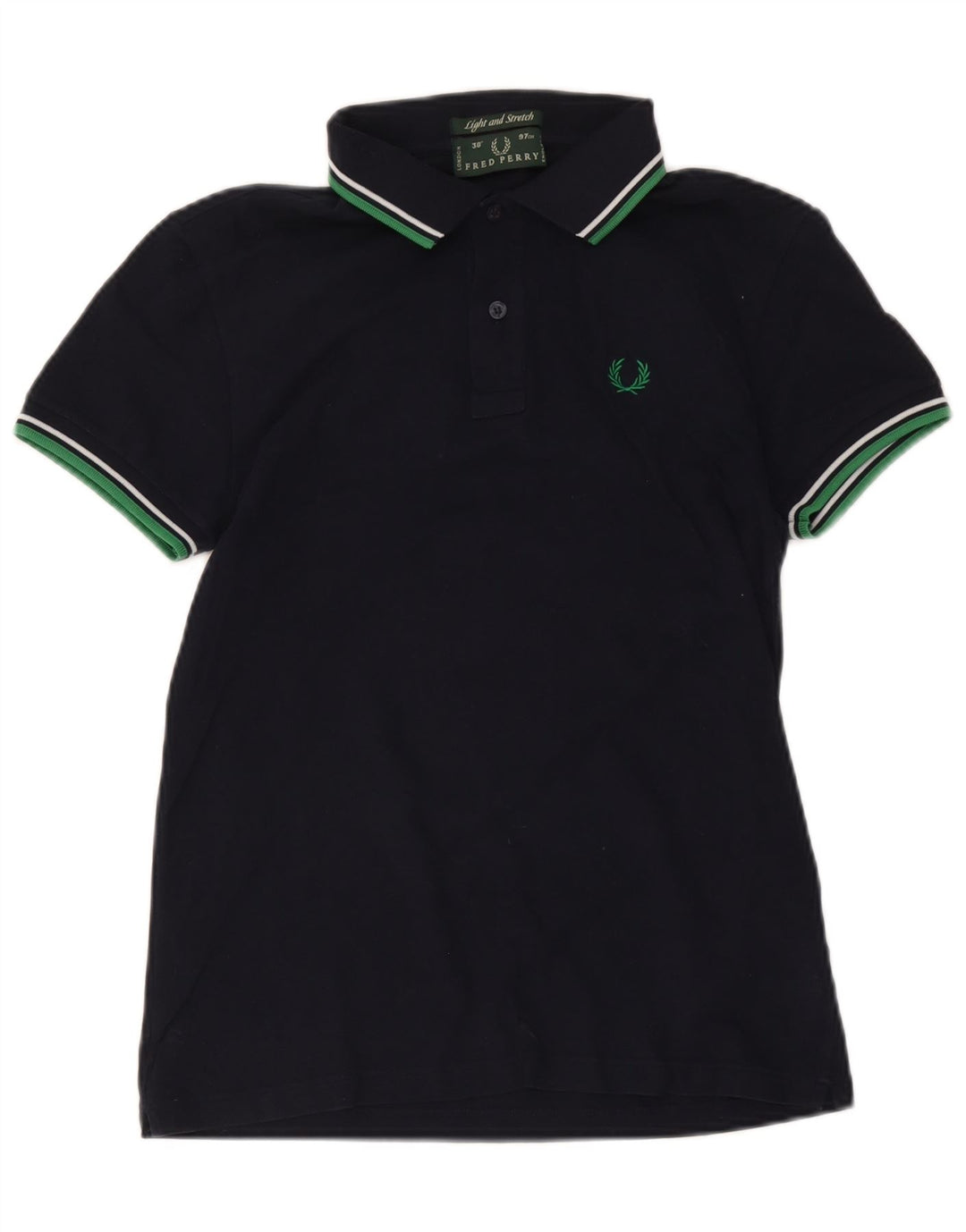 Camisa polo masculina Fred Perry pequena listrada azul marinho de algodão