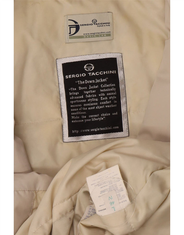 Casaco acolchoado feminino Sergio Tacchini IT 46 grande poliéster bege