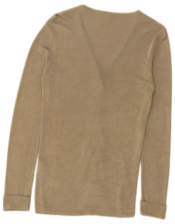 Suéter cardigã feminino Oui UK 12 viscose cáqui médio