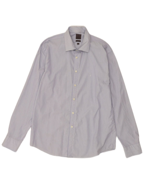 Camisa masculina Calvin Klein Slim Fit tamanho 42 16 1/2 listra azul grande
