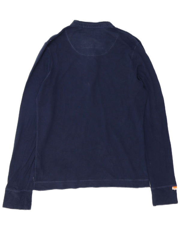 Top masculino Superdry manga comprida médio algodão azul marinho