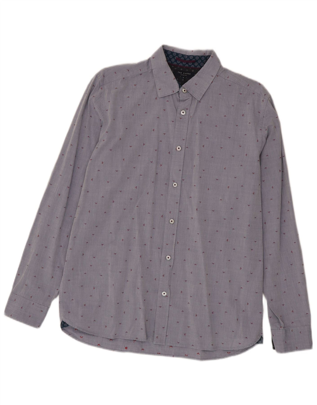Camisa masculina Ted Baker tamanho 4 grande algodão manchado azul