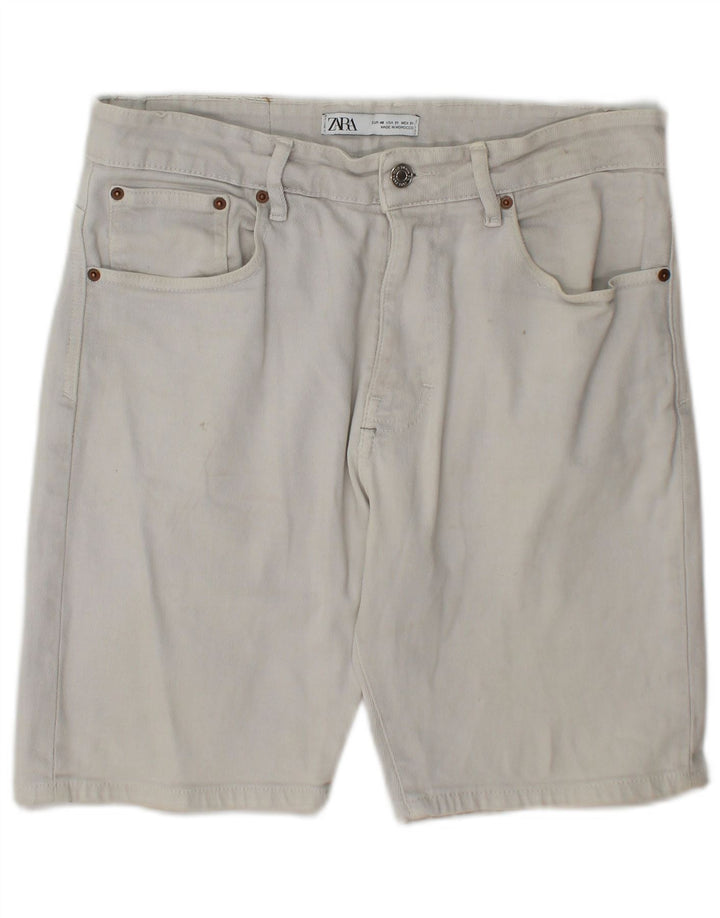 Zara Mens Denim Shorts EU 40 Médio W30 Algodão Bege