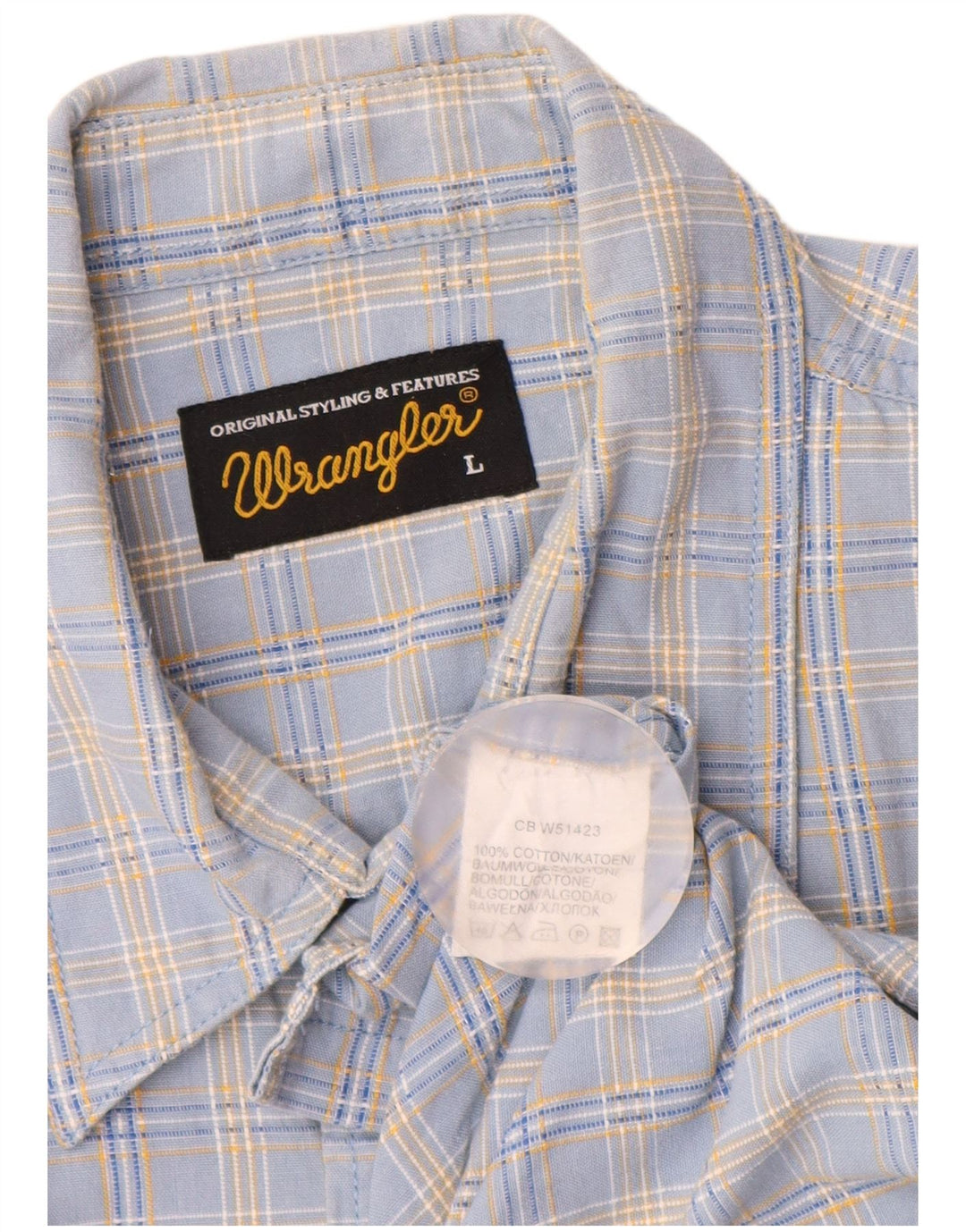 Camisa masculina de manga curta WRANGLER grande algodão xadrez azul