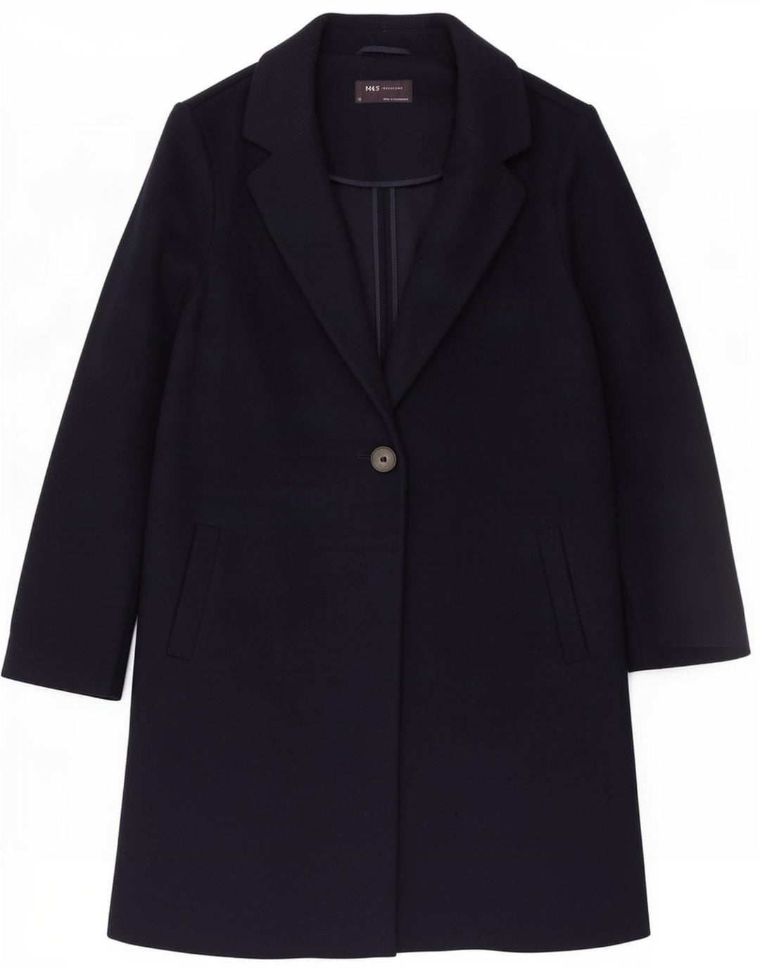 Sobretudo feminino Marks & Spencer grande tamanho UK 10 pequeno poliéster azul marinho