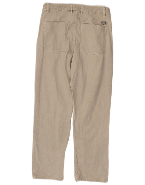 Zara Mens Straight Jeans EU 42 Grande W32 L30 Algodão Bege