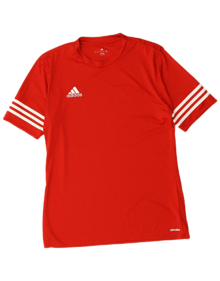Adidas Mens Climalite Camiseta Top Médio Poliéster Vermelho