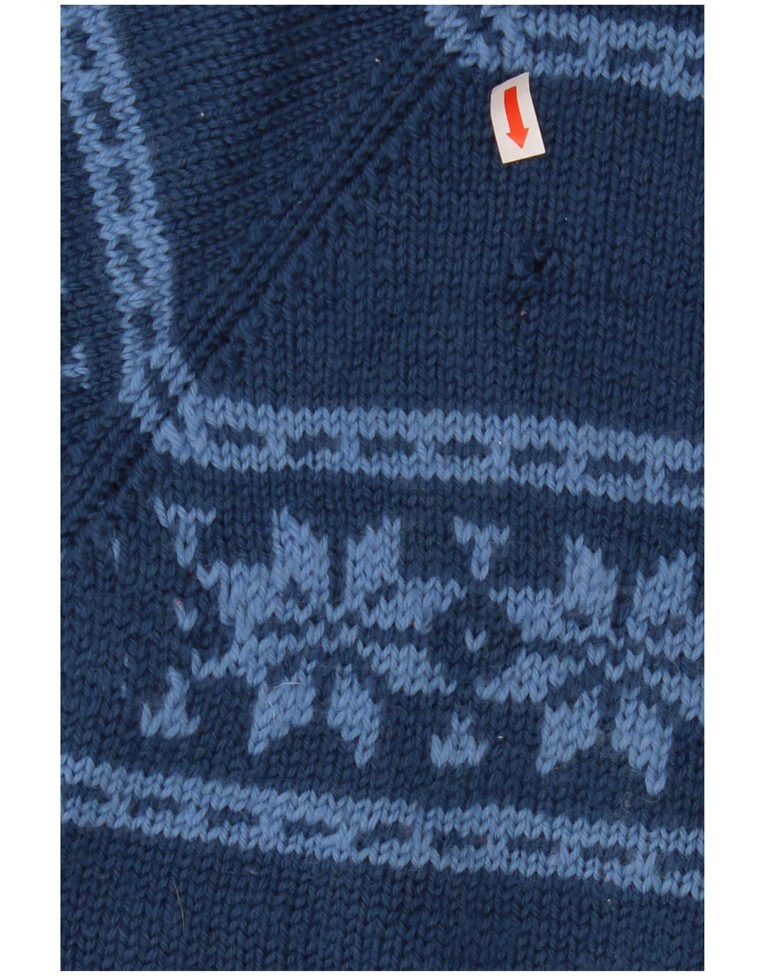 Suéter feminino VINTAGE com gola canoa Reino Unido 12 médio azul marinho Fair Isle