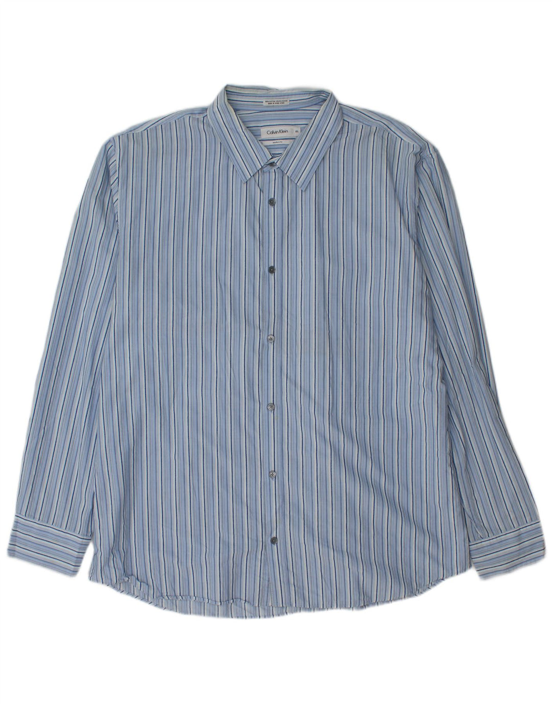 CALVIN KLEIN Camisa masculina de ajuste moderno 2XL algodão listrado azul