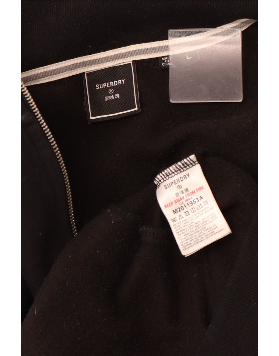 SUPERDRY Jaqueta masculina de agasalho grande de algodão preto