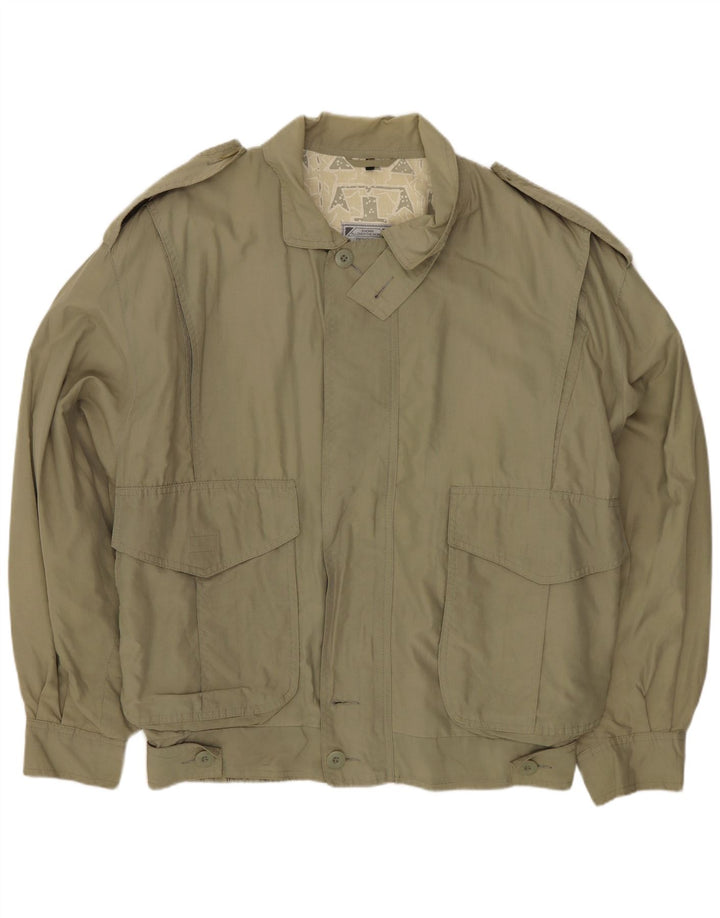 Jaqueta militar masculina vintage IT 50 grande algodão cáqui