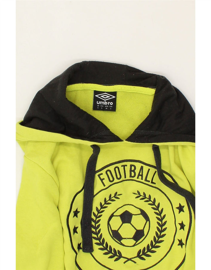 UMBRO Mens Graphic Hoodie Jumper Small Green Cotton Vintage Umbro and Second-Hand Umbro from Messina Hembry 