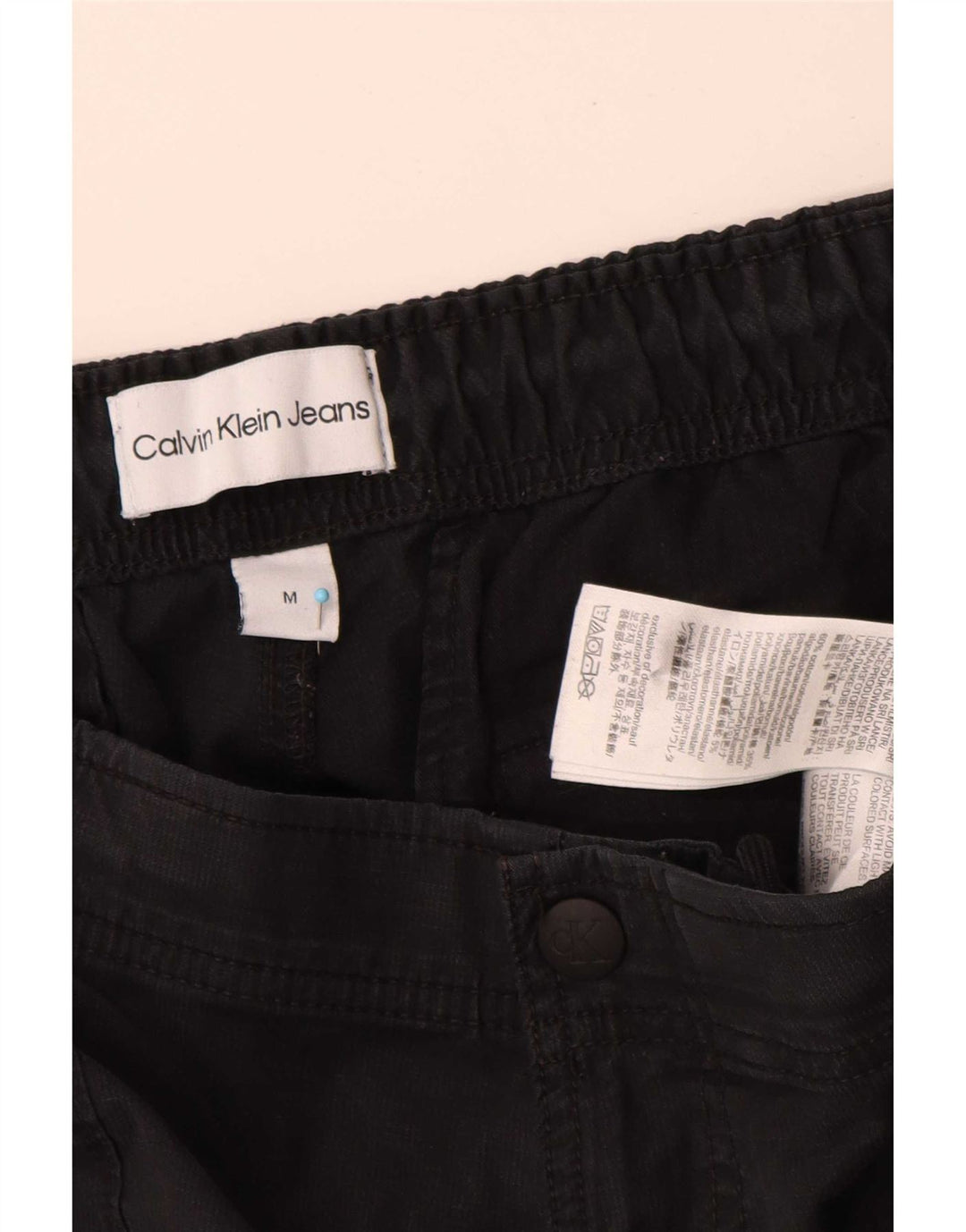 Calvin Klein Mens Joggers Cargo Calças Médio W32 L30 Algodão Preto