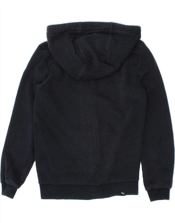 PUMA Boys Graphic Zip Hoodie Sweater 7-8 Years Navy Blue Cotton Vintage Puma and Second-Hand Puma from Messina Hembry 