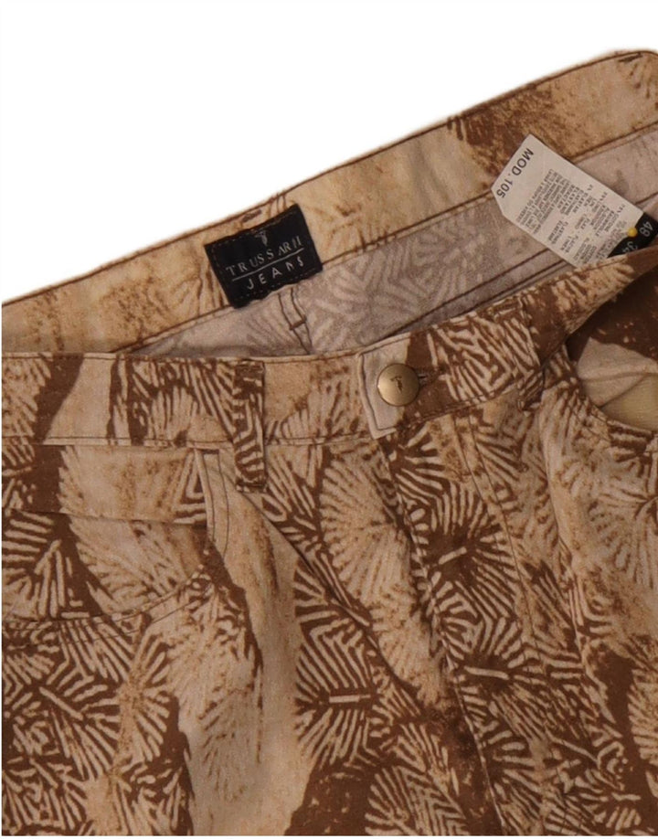 Calça feminina Trussardi com estampa abstrata reta casual W32 L33 bege