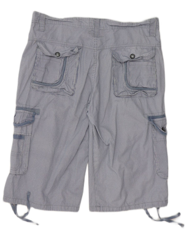 Shorts cargo masculino vintage 2XL W40 algodão listrado azul