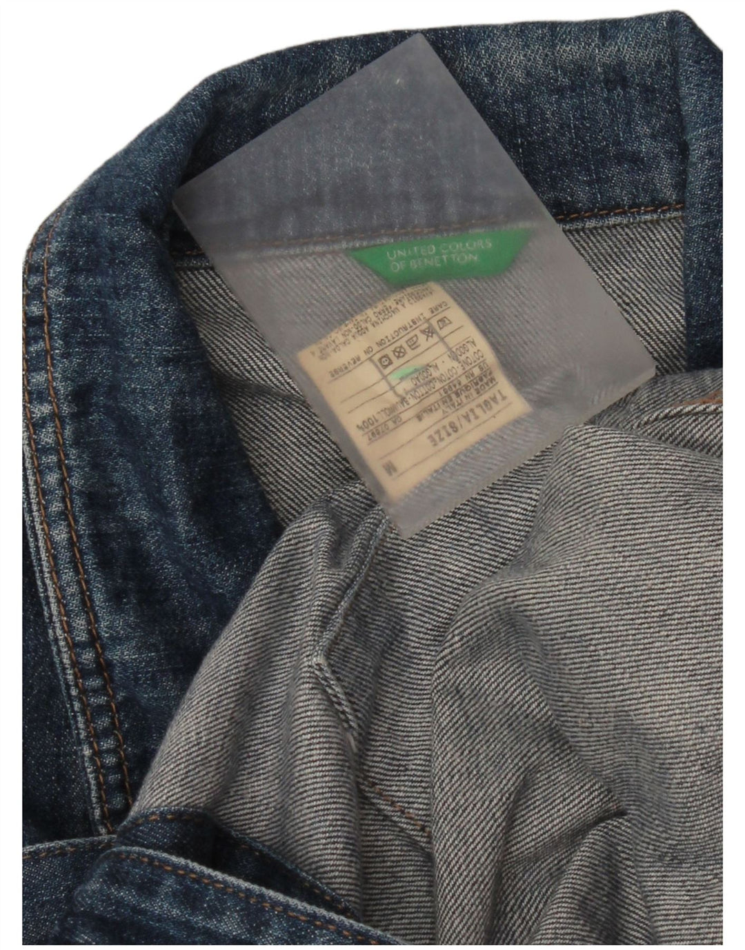 Jaqueta jeans feminina Benetton UK 14 algodão azul médio
