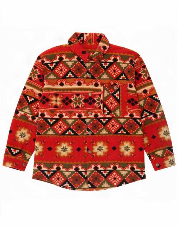 Jaqueta de lã masculina vintage UK 42 XL vermelho geométrico