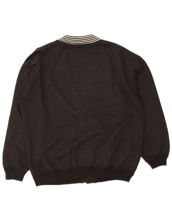 Suéter cardigã gráfico masculino vintage médio preto