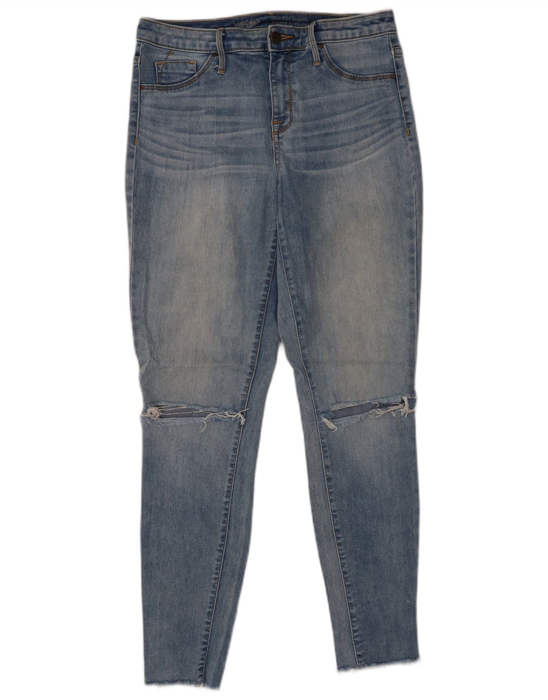 MOSSIMO Calça jeans feminina cintura alta desgastada US 6 médio W28 L28 azul