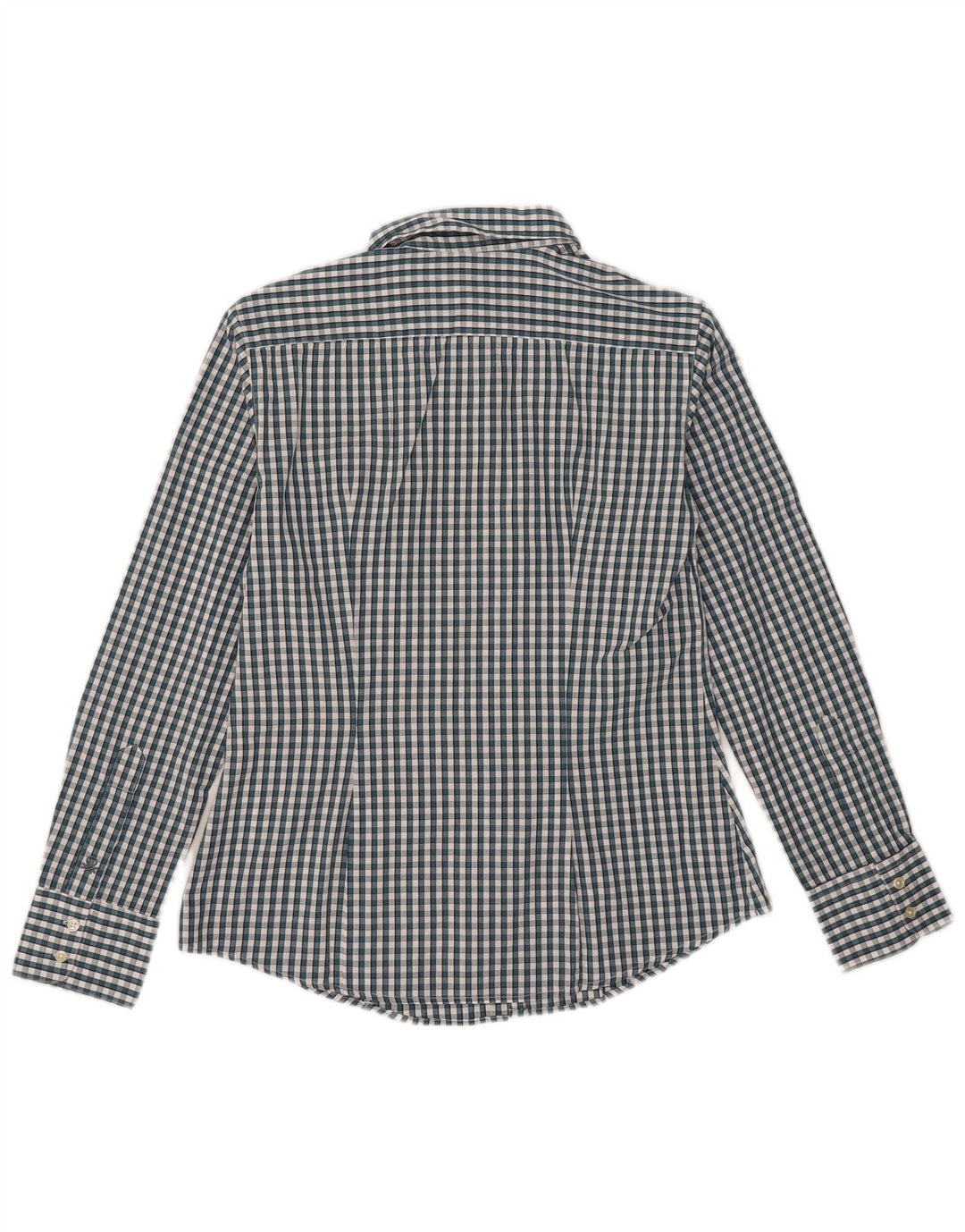 Camisa feminina Benetton UK 12 algodão guingão verde médio