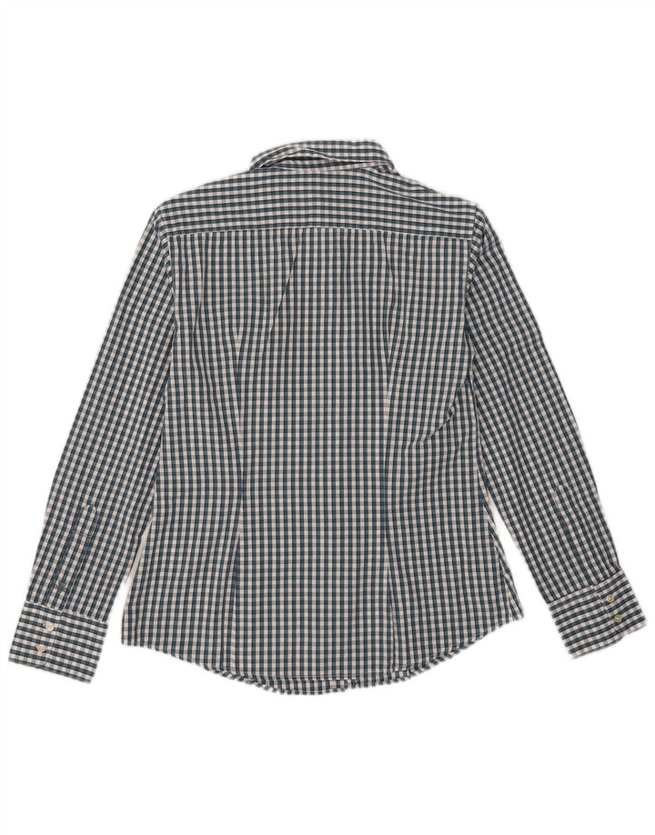 Camisa feminina Benetton UK 12 algodão guingão verde médio