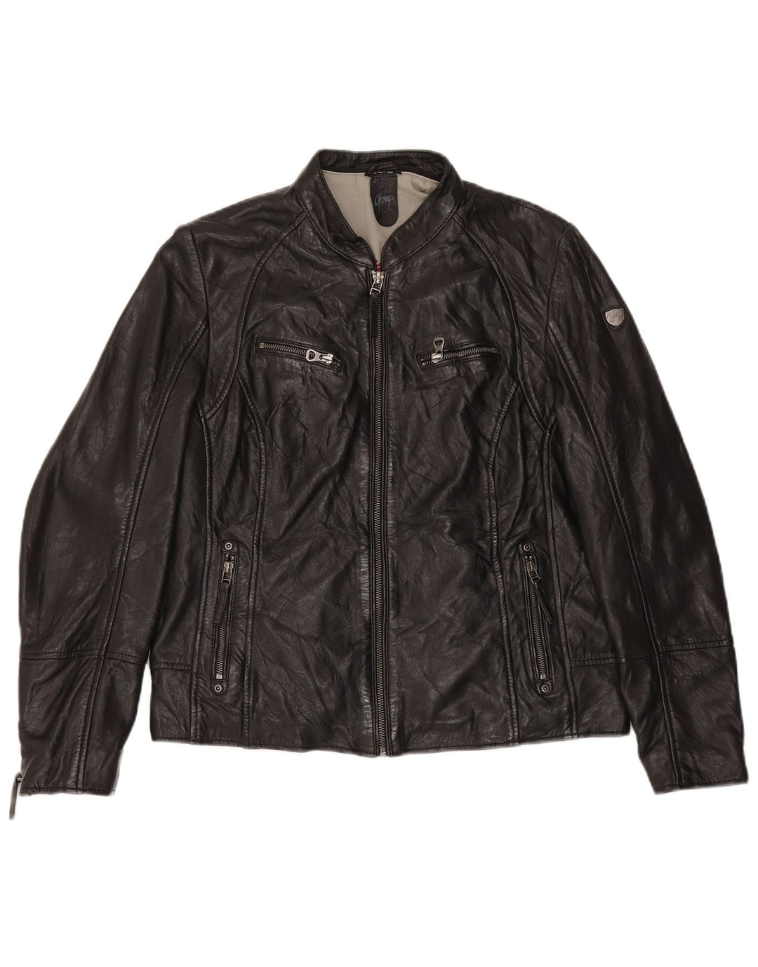 Jaqueta de couro feminina cigana UK 22 3XL couro preto