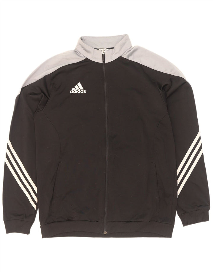 Adidas Mens Treino Top Jaqueta Grande Poliéster Colorblock Preto