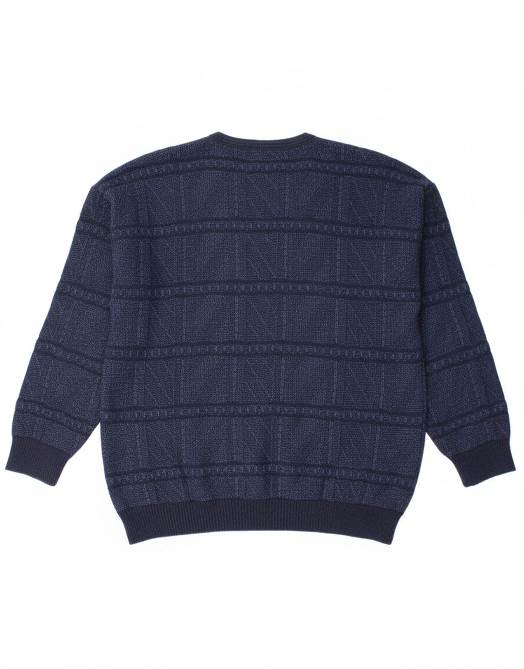Suéter masculino MONELLO com decote em V IT 50 lã geométrica azul marinho médio
