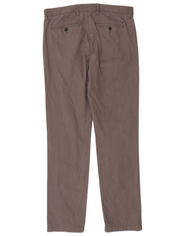 Tommy Hilfiger Mens Slim Chino Calças W33 L34 Algodão Cinza