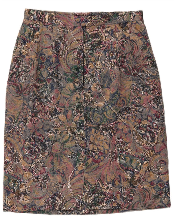 Saia lápis feminina vintage W27 pequena paisley multicolorida