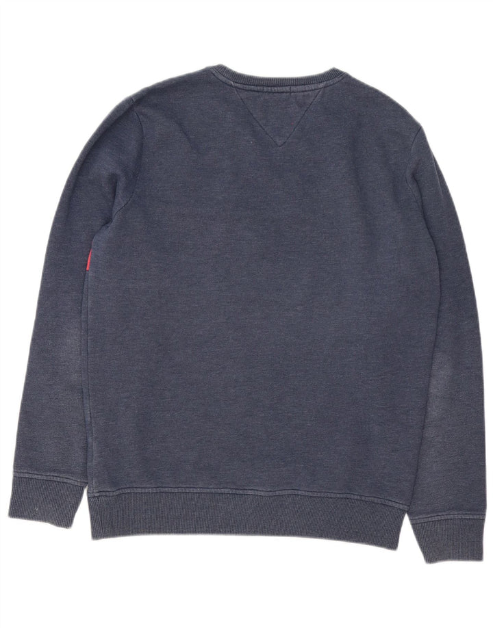 Tommy Hilfiger moletom gráfico masculino jumper médio azul marinho colorblock