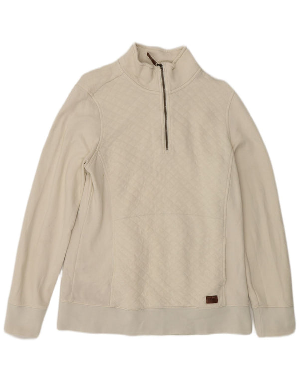 Suéter feminino L.L.Bean com zíper e gola grande, Reino Unido 10, pequeno, branco