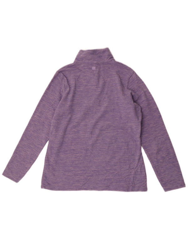 Suéter de lã feminino Mountain Warehouse com zíper e gola UK 16 grande roxo manchado