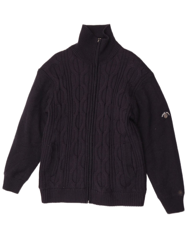Suéter Cardigan Masculino Vintage XL Lã Merino Azul Marinho