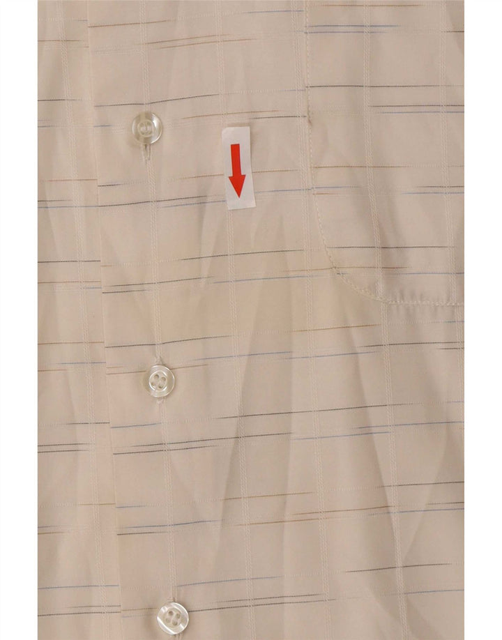 Camisa masculina vintage de algodão listrado branco médio