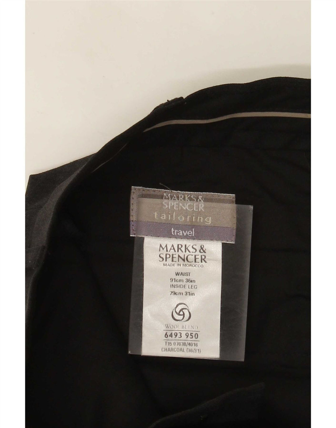 Calça masculina Marks & Spencer sob medida com pregas W36 L31 poliéster cinza