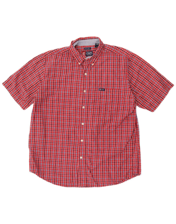 Camisa masculina de manga curta Chaps Easy Care grande algodão xadrez vermelho