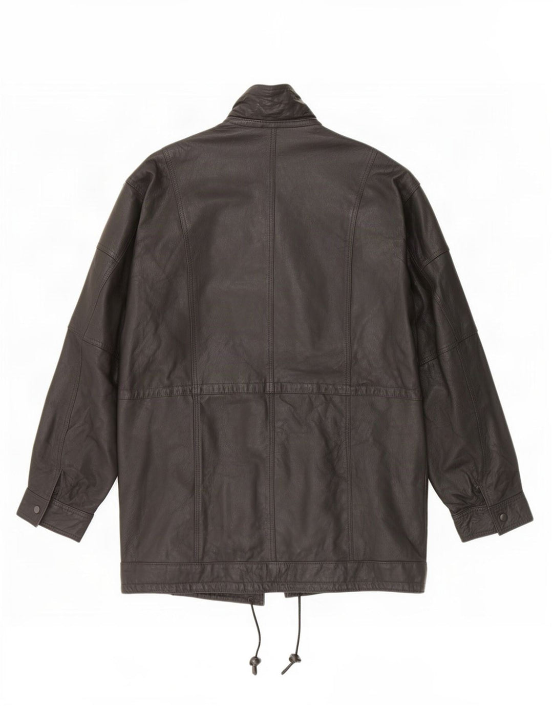 Jaqueta de couro Duffle masculina vintage UK 42 XL preta