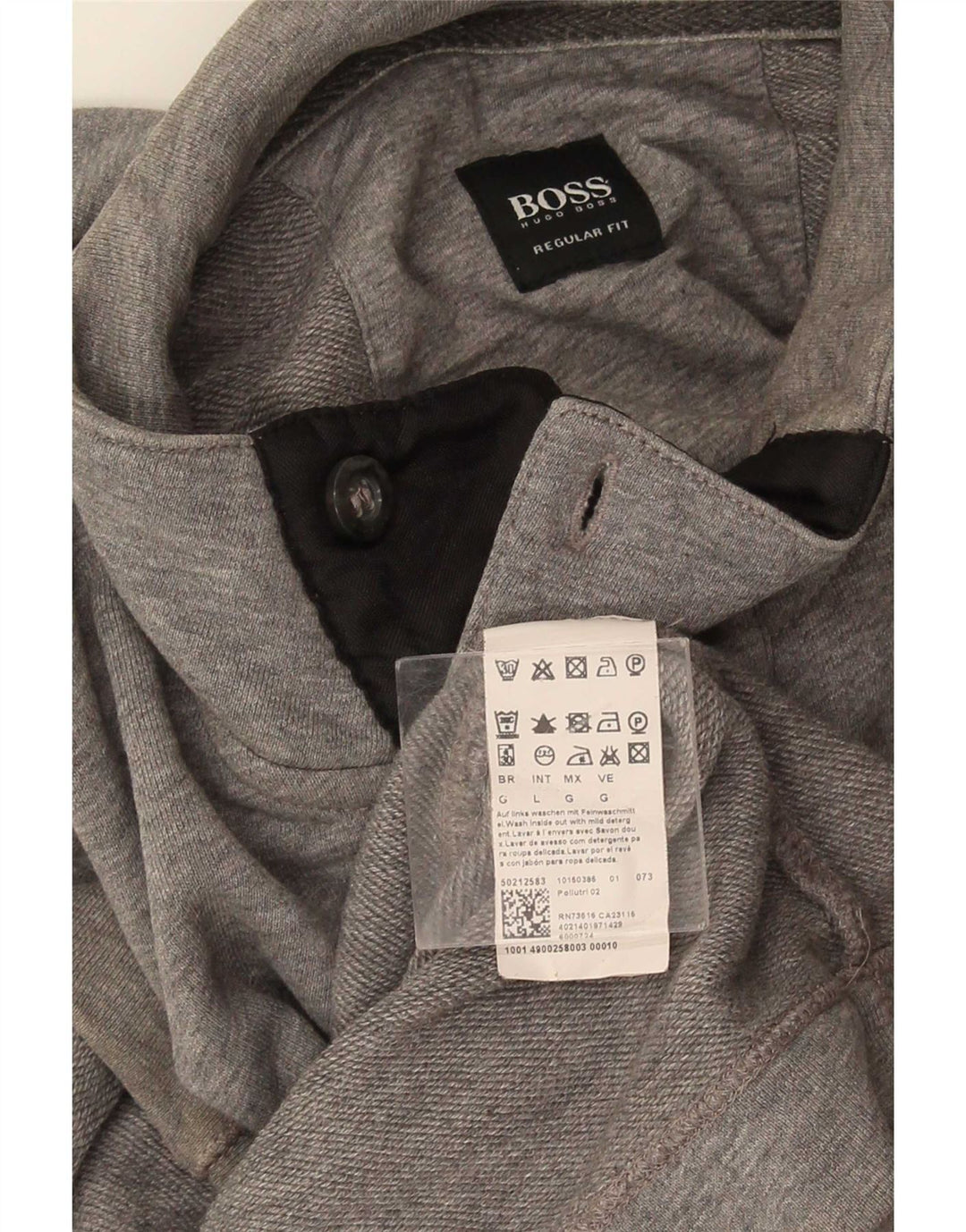 Moletom masculino Hugo Boss com gola com botão e algodão cinza grande