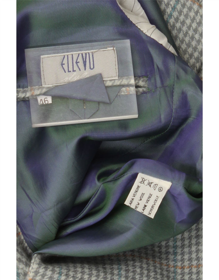 Jaqueta blazer masculina VINTAGE com 2 botões IT 46 pequena cinza houndstooth nova lã