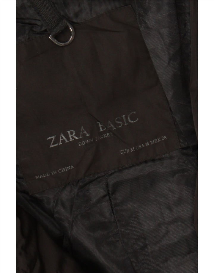 Casaco acolchoado feminino Zara UK 12 poliéster preto médio
