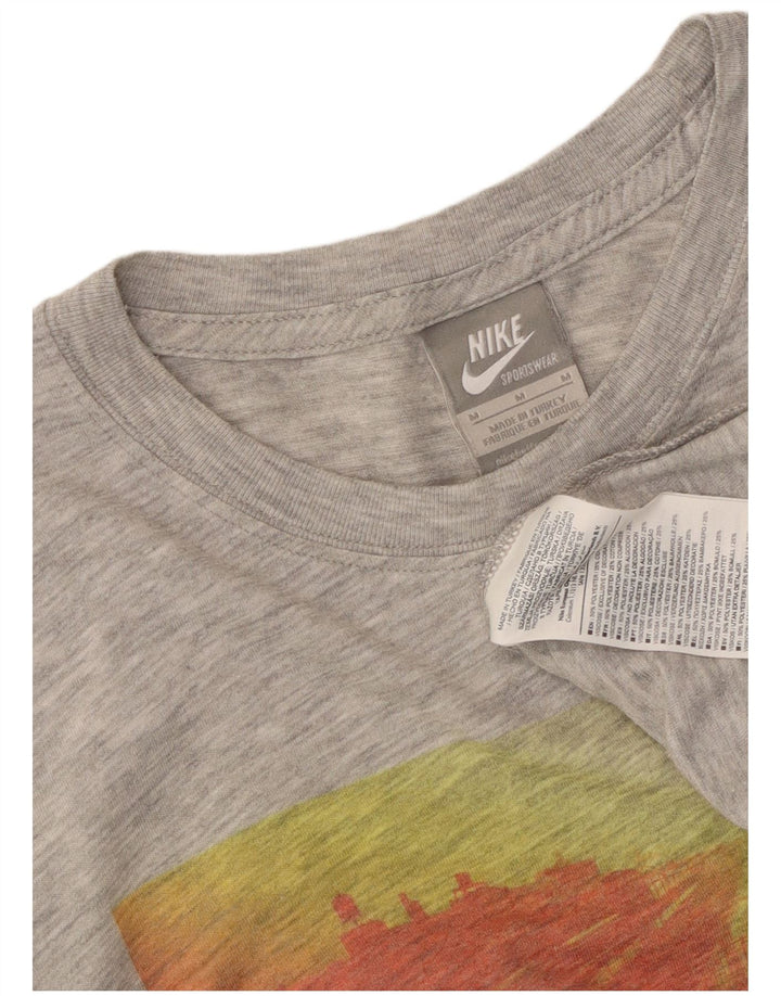 Camiseta Nike masculina gráfica Top poliéster manchado cinza médio