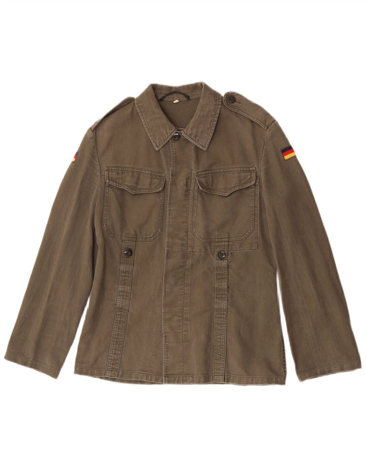 Camisa militar feminina vintage Reino Unido 10 pequena cáqui