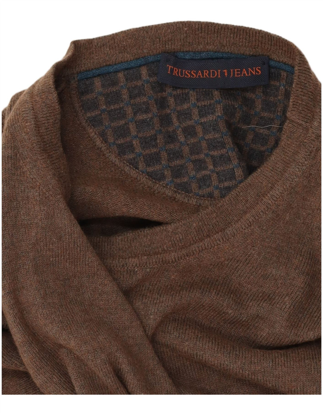 Suéter masculino Trussardi Jeans com gola redonda, marrom médio