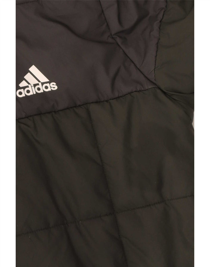 Jaqueta acolchoada com capuz para meninos Adidas 13-14 anos cáqui colorblock poliéster