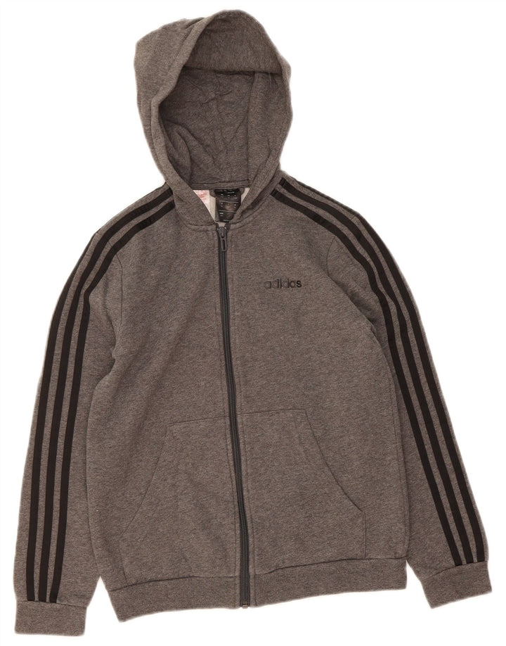 Suéter adidas masculino com capuz e zíper 11-12 anos algodão cinza