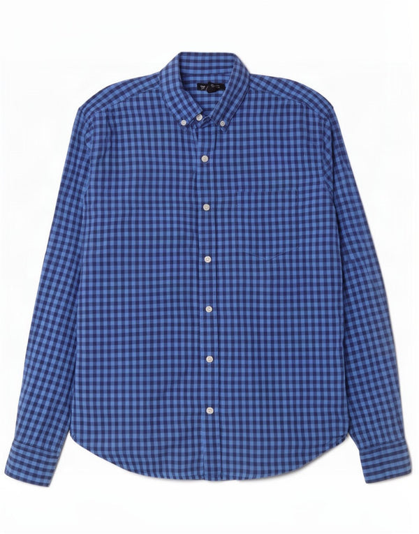 Camisa masculina de ajuste padrão Gap algodão guingão azul médio