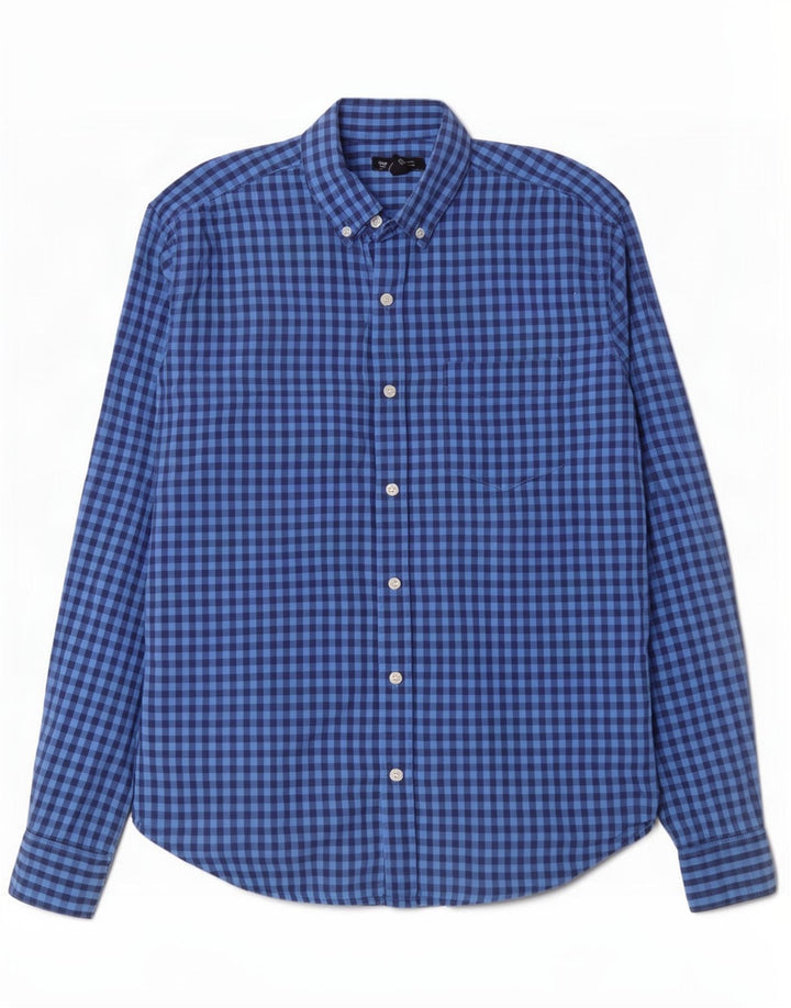Camisa masculina de ajuste padrão Gap algodão guingão azul médio