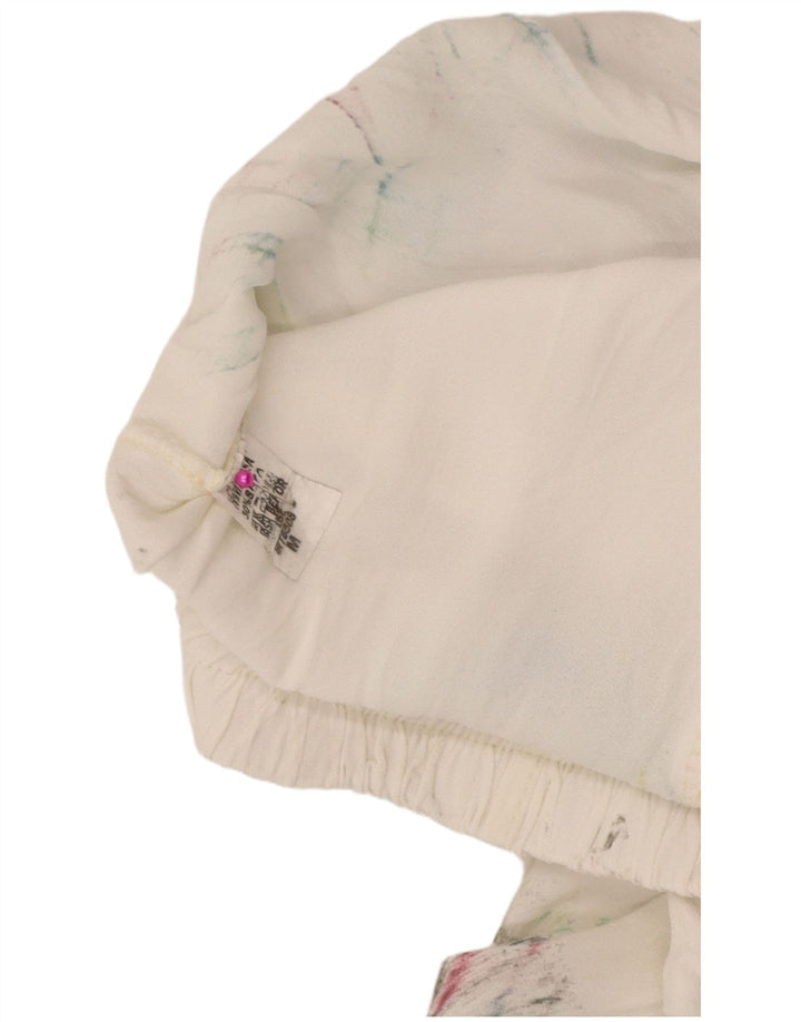 Calça Harém Feminina Vintage Média W28 L29 Branca Tie Dye Viscose